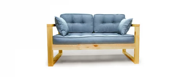 Диван двухместный DEmoku Д-2 небесно-голубой_натуральный