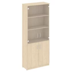 Шкаф высокий широкий (2 низкие двери ЛДСП, 2 средние двери стекло) NOVA S В.СТ-1.2 Бук Артизан