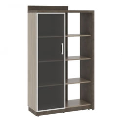 Шкаф со стеклянной дверью левый WOOD&STONE СФ-534181 Бетон Чикаго темный Дрифтвуд