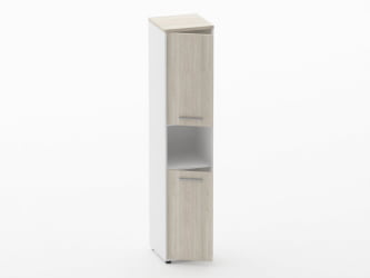 Шкаф 4 узкий закрытый, с нишей Дека 10.19.12Л Дуб Сантана светлый/Белый / Deka