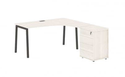 Стол эргономичный с тумбой (правый) EDIS ELCET 1518 R Ясень Траун Мокко