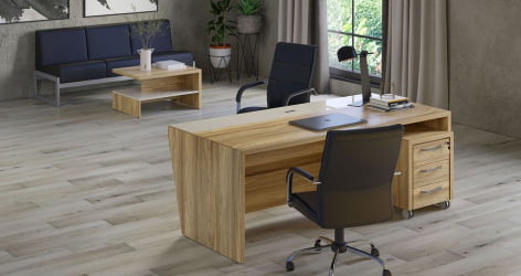 Стол руководителя прямой без тумбы Corner COR.SR-20 Гикори Песочный Ваниль