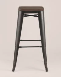 Стул барный TOLIX  WOOD Черная патина с золотом