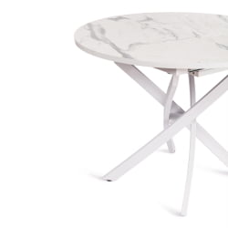 Стол MANZANA ЛДСП/HPL/металл, 100 х 100+30 х 75 см, Мрамор светлый/белый