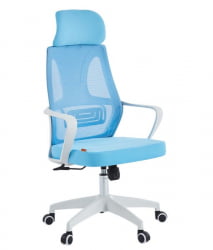 Кресло руководителя CХАИРМАН CХ636 ткань/сетка голубой, белый пластик (М) / CHAIRMAN CH636 (M)