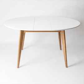 Стол обеденный Орион Plus 100x100 Эмаль белая Морилка Дуб натуральный