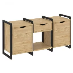 Тумба на регулируемых опорах наборная. Вариант №7 LOFT VR.L-TN-7.O Металл черный Тиквуд светлый