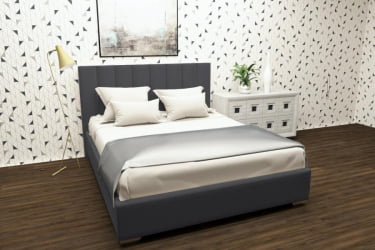 Мягкая интерьерная кровать Терра с подъемным механизмом Цвет фасада: Светло серый; Материал фасада: Металл/Велюр; Спальное место: 800х2000 мм