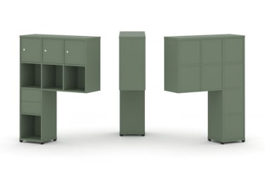 Надставка на стол высокая односторонняя + задняя стенка (8 шт.) + распашной фасад (3 шт.) + блок с 2-мя ящиками (1 шт.) CONCEPT CN.ONV-004 Кобо Черный металл