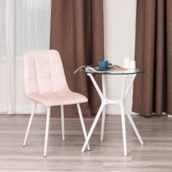 Стул со спинкой CHILLY (mod. 7094-1) вельвет/металл, 44,5х52,5х86 см, pink (розовый) HLR39 / белый