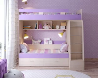 Кровать двухъярусная Юниор-6 Дуб молочный Ирис