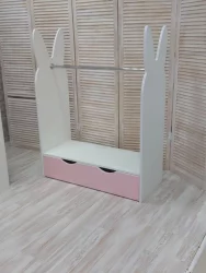 Стеллаж в детскую Зайка Белый-Розовый