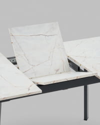 Стол Бату нев 120-160/80/76 азул оникс подстолье металл черный / Batu new