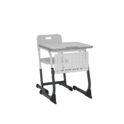 Парта одноместная регулируемая по высоте СМАРТЙ ПЛУС 600х500  с антивандальной  полиуретановой кромкой и сеткой (рост 5-7) Антрацит/Белый/Серый Кромка Антрацит / SMARTY PLUS