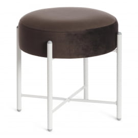Банкетка AMBER металл, ткань, 41*41*40 см, темно-коричневый/белый