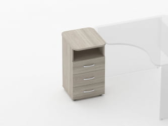 Тумба приставная на 3 ящика с нишей Glassy 3.10.13 Дуб сантана светлый