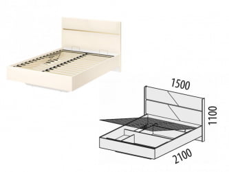Кровать с подъёмным механизмом Монако 903.31 Белый шпон/Даллас Айвори