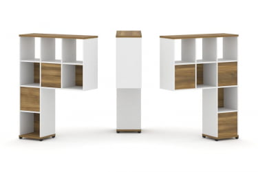 Надставка на стол высокая двухсторонняя + задняя стенка (5 шт.) CONCEPT CN.DNV-003 Сандал Янтарный Белый бриллиант Черный металл