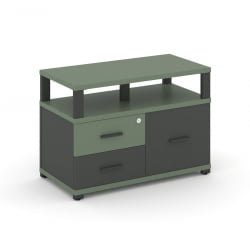 Тумба приставная сервисная с надставкой широкой CОНCЕПТ CН.ТСР-003 Б/В Кобо Антрацит / CONCEPT CN.TSR-003 B/W