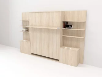 Кровать двуспальная из металла Смарт 1 откидная с полками К 1600 Ясень шимо темный