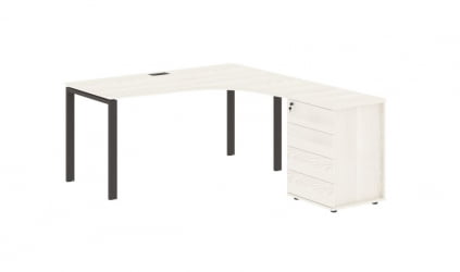 Стол эргономичный с тумбой правый EDIS EUCET 1518 R Ясень Траун Мокко