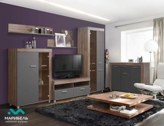 Шкаф для посуды в гостиную Бэлла-5  МЦН 900 Смоки софт Индиан эбони темный