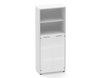 Шкаф 4 широкий 2 полки открытые и 2 стеклянные двери Дека 10.19.161 Белый / Deka
