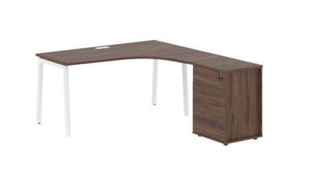 Стол эргономичный с тумбой (правый) ЕДИС ЕЛCЕТ 1518 Р Дуб Денвер темный Белый / EDIS ELCET R