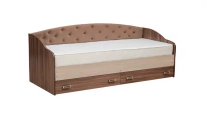 Кровать с мягким элементом Софа №8 800*1900 Венге/Ясень шимо светлый/Кожзам Венге