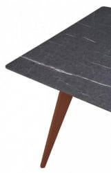 Стол Лунд 860*860 мрамор Графит /темный орех
