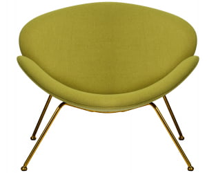 Кресло дизайнерское DOBRIN EMILY (светло-зеленая ткань AF3, золотое основание)