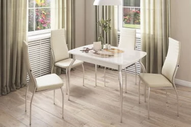 Раздвижной овальный стол Танго Белый-Геометрия