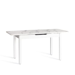 Стол АЛИГЕРЙ ЛДСП/ХПЛ/опора-массив березы , 130 х 75+30 х 75 см, Мрамор светлый/белый / ALIGERY ЛДСП/HPL/опора-массив