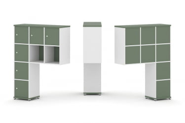 Надставка на стол высокая односторонняя + задняя стенка (8 шт.) + распашной фасад (6 шт.) CОНCЕПТ CН.ОНВ-009 Кобо Белый бриллиант Белый металл / CONCEPT CN.ONV-009