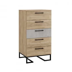 Комод Лофт с 5 ящиками Дуб натур-Бетон / Loft