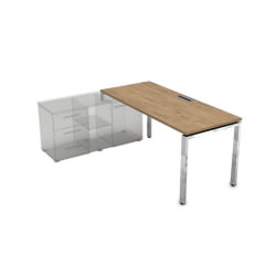 Стол рабочий, прямолинейный три опоры, левый ГЛОСС ЛИНЕ НСТЛ-П.995 Теаквоод / GLOSS LINE Teakwood
