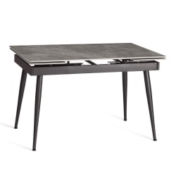 Стол обеденный Lord Grey/Лорд Грей столешница керамика (глянцевая) / опоры металл, серый/черный, (120+30+30)x80x75 см