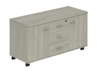 Тумба опорная (мобильная) с 3 ящиками и 2 распашными фасадами Wing WN.202.OL Дуб светлый