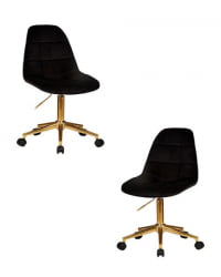 Офисное кресло для персонала ДОБРИН МОНТЙ ГОЛД (черный велюр (МДЖ9-101)) 2 шт / DOBRIN MONTY GOLD (MJ9-101))