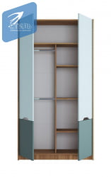 Голубой шкаф RICH ШК-002 Мята/Сумеречный голубой/дуб крафт золотой