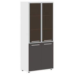 Шкаф комбинированный  с дверьми в металлической раме ЕДИС ЕХCС 85.7 Мокко Белый Белый / EDIS EHCS