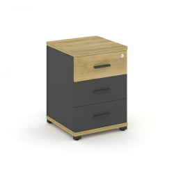 Тумба опорная/приставная с 3-мя ящиками CОНCЕПТ CН.ТУО-001 Б/В Дуб Винченцо Антрацит / CONCEPT CN.TUO-001 B/W