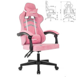 Кресло компьютерное BRABIX Shooter GM-123, 2 подушки, ткань, розовое/серое