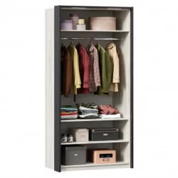 Шкаф двухстворчатый с комбинированными дверями и паспарту Техно 04 Дуб Крафт белый Серый шифер