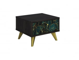 Тумба прикроватная Фьюжн ТМ-004 АРТ Угольный камень/TROPICAL