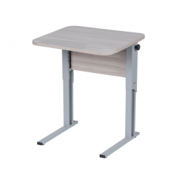 Парта одноместная рост 3-7 эргономичная Белая ЛДСП/Серая кромка/Металл Серый