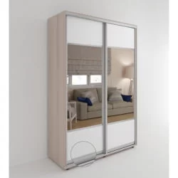 Современный шкаф-купе с зеркалом Акцент-Дуэт КВ 1000х600 Ясень шимо светлый