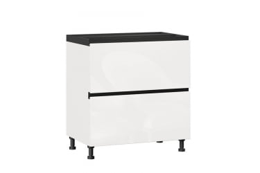 Тумба кухонная 800 с 2 ящиками ЛЮКС (4) Шервуд ЛД 281.940.000.153 Белый Белый глянец
