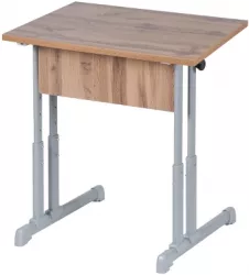 Парта одноместная прямые углы (рост 3-7) Ясень Шимо светлый/Металл Серый