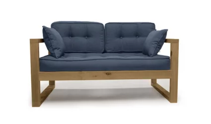 Диван двухместный DEmoku Д-2 небесно-голубой_холодный серый